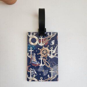 Nautical luggage tag, vibrant MDF suitcase label, double-sided print